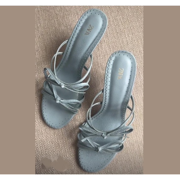 ZARA Strappy Bow Heels Light Blue NWT | Sizes 7.5 & 8 - Picture 15 of 16